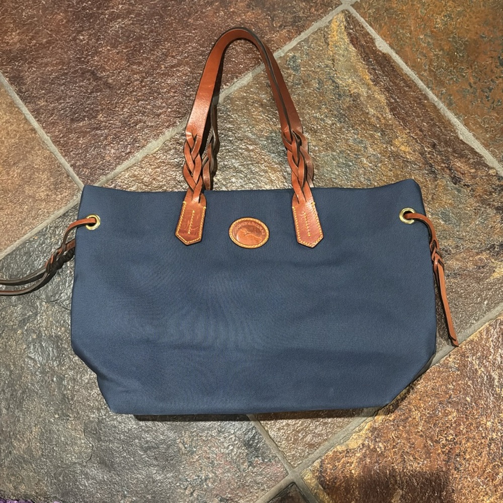 Dooney & Bourke Large Nylon Shopper Tote in Navy Blue
